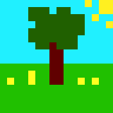 Blue sky, greens, sunlight, a perfect life